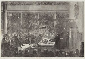 Il professor Faraday che tiene una lezione alla Royal Institution, davanti a SAR il Principe di Galles e il Principe Alberto da Alexander Blaikley